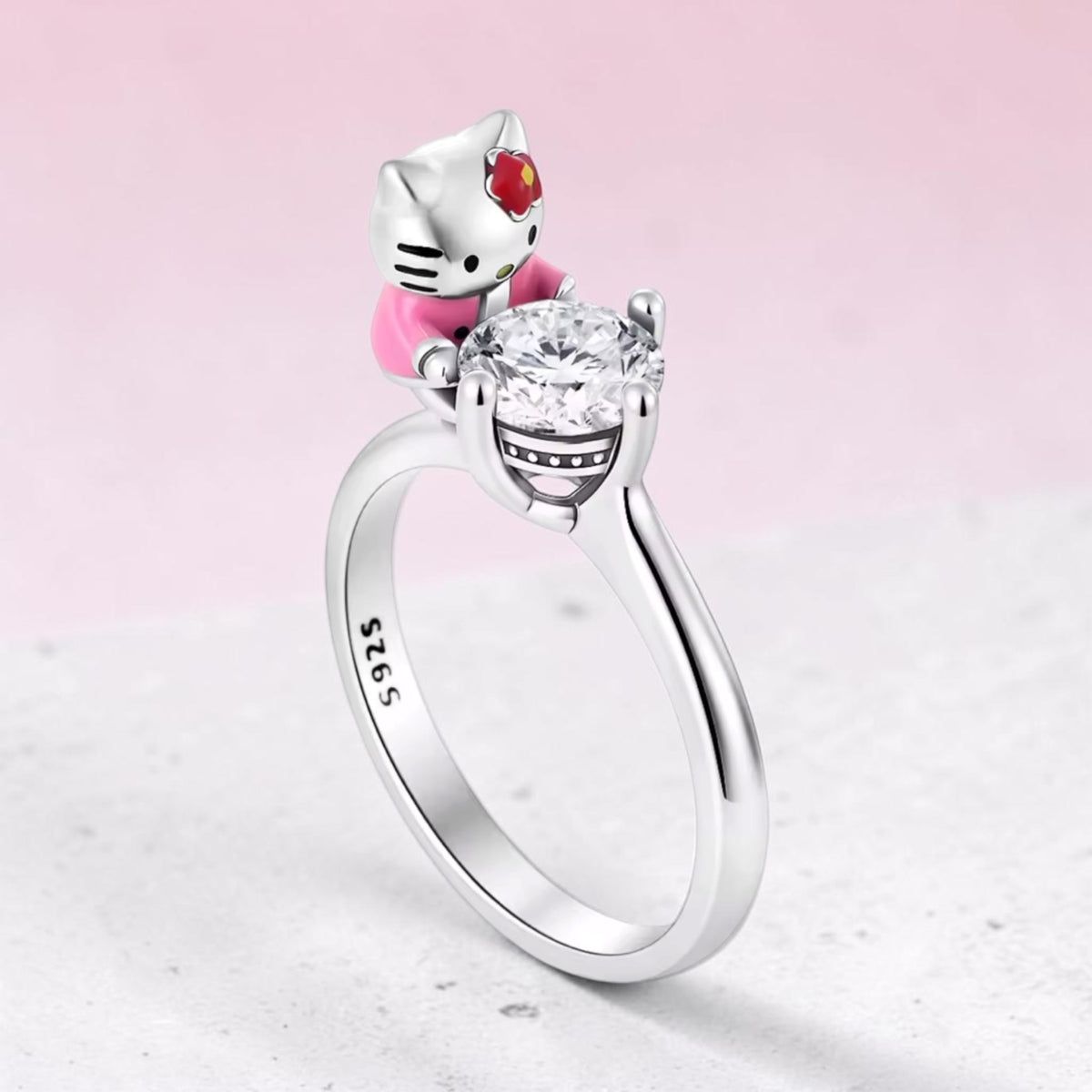 Hello Kitty Poised 925 Silver Ring Size 8
