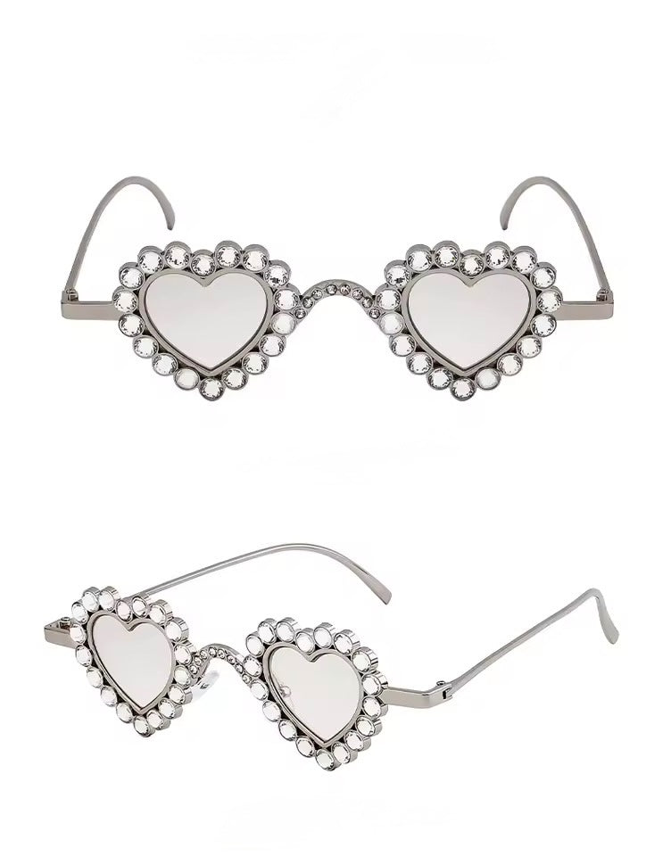 Love Heart Silver Sunglasses 