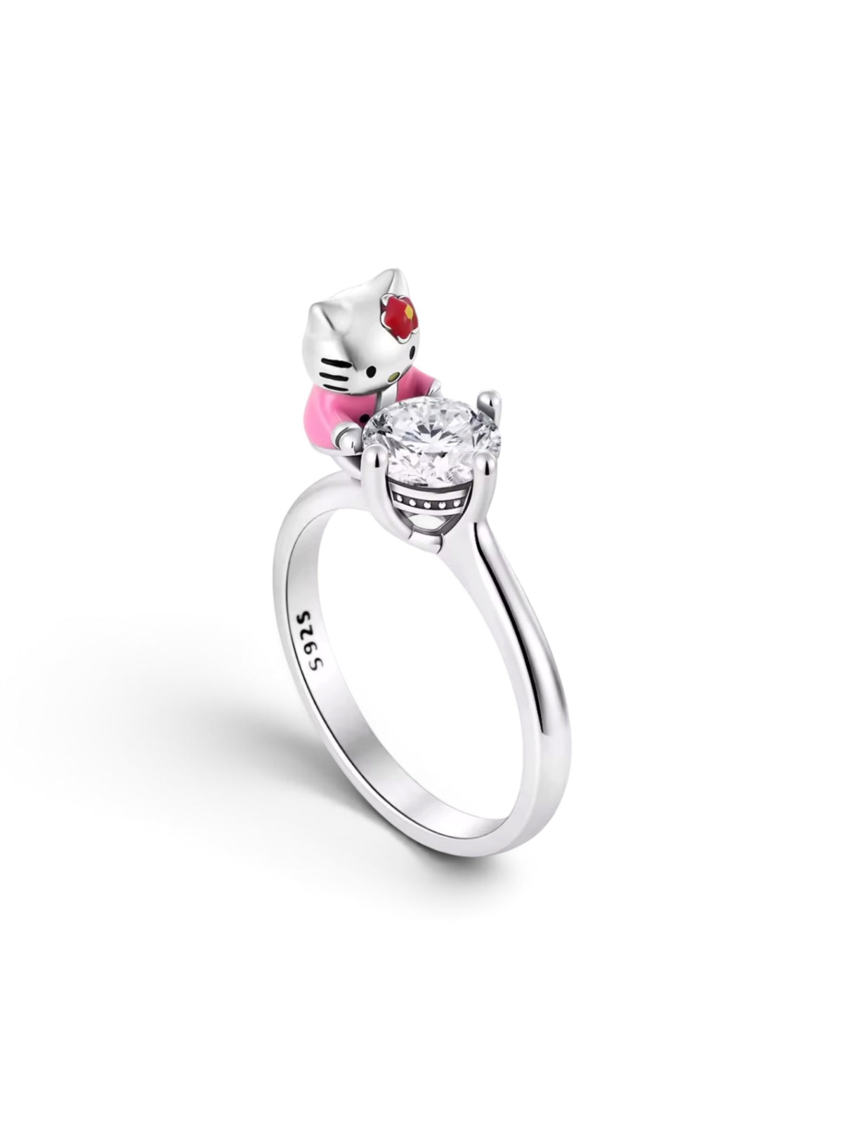 Hello Kitty Poised 925 Silver Ring Size 8