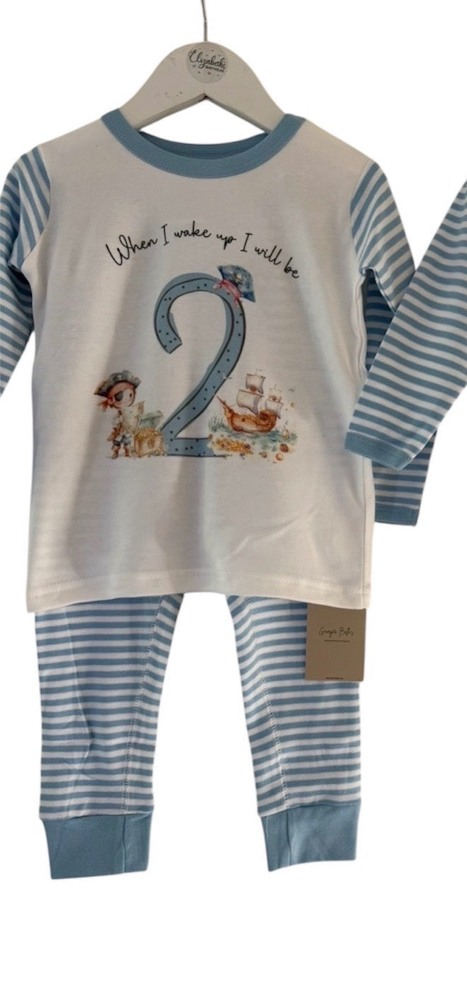 2/3yrs Blue Pirate Two Pyjamas