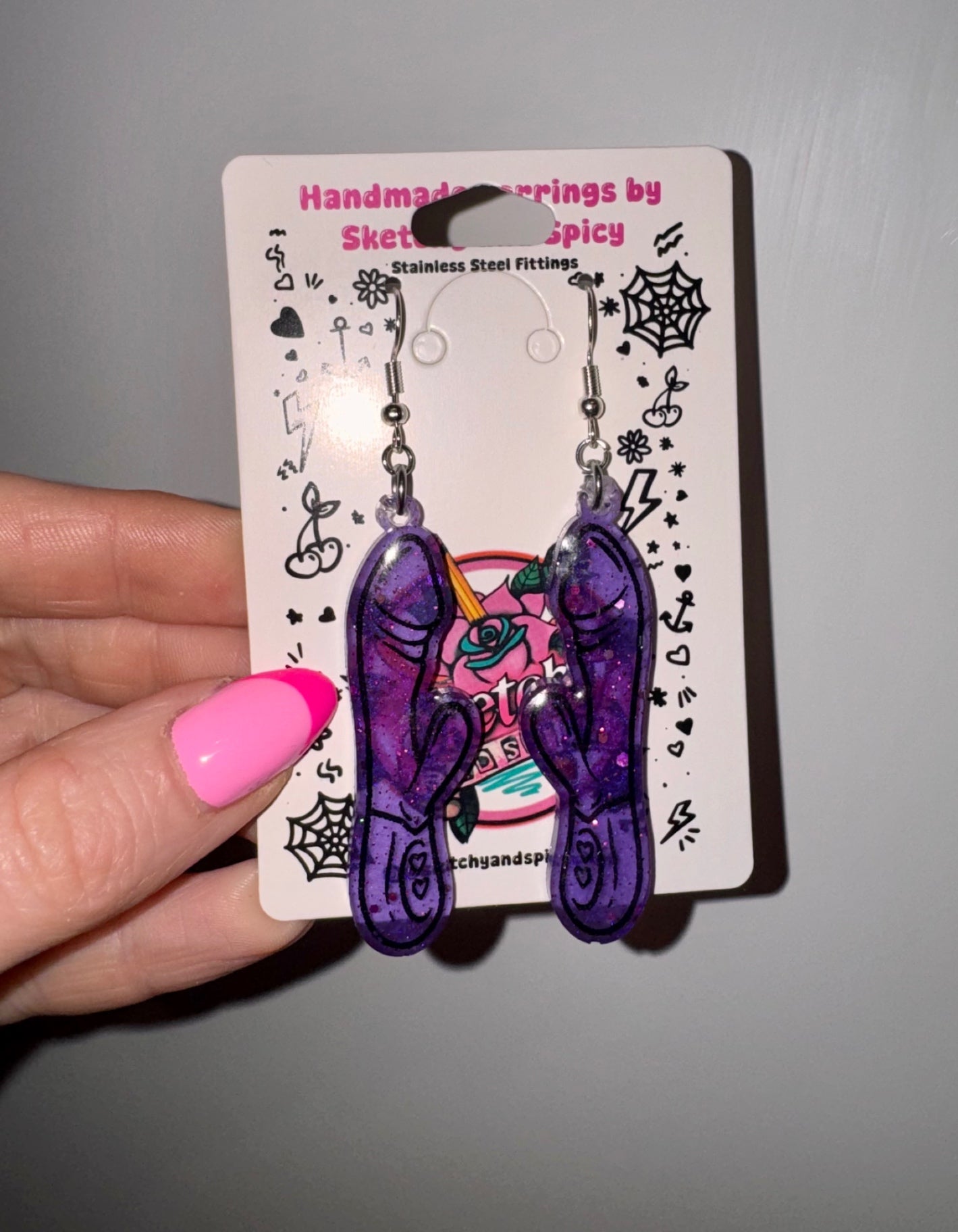 Purple Glitter Rabbit/Vibrator Earrings