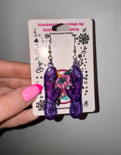 Purple Glitter Rabbit/Vibrator Earrings