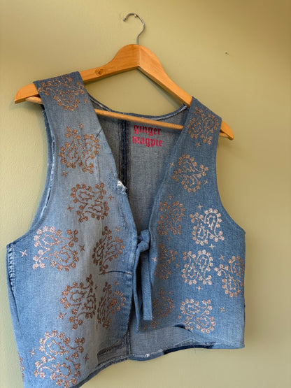 Denim Paisley Sparkle Vest 