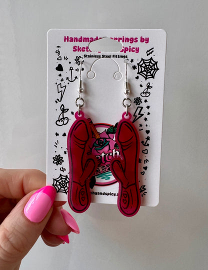Dark Pink & Red Rabbit Vibrator Earrings