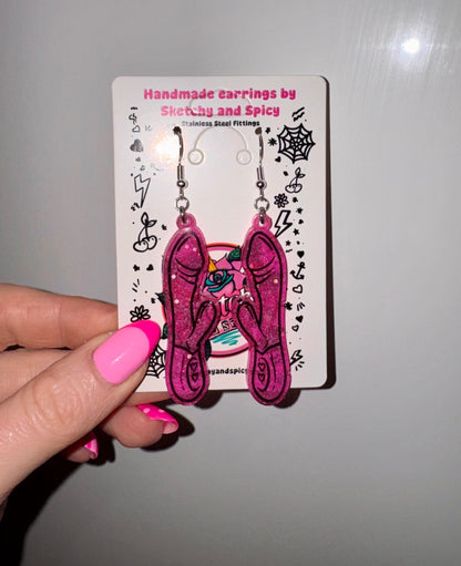  Pink Glitter Rabbit Vibrator Earrings