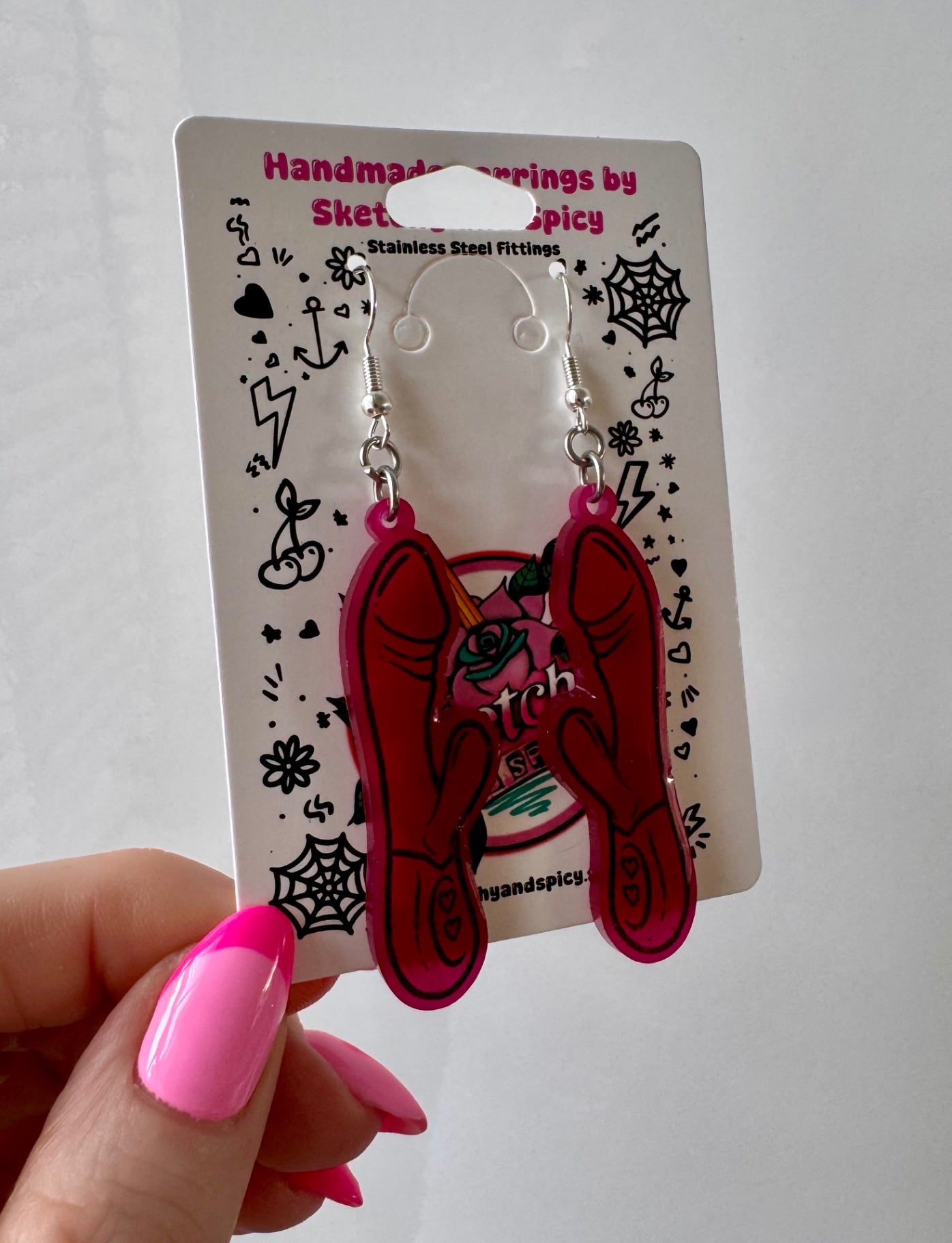 Dark Pink & Red Rabbit Vibrator Earrings
