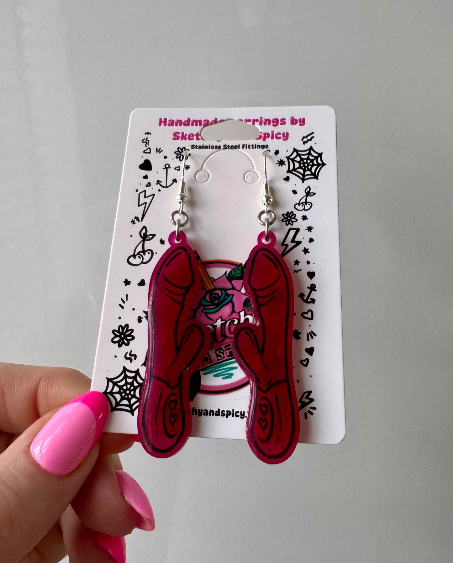 Dark Pink & Red Rabbit Vibrator Earrings