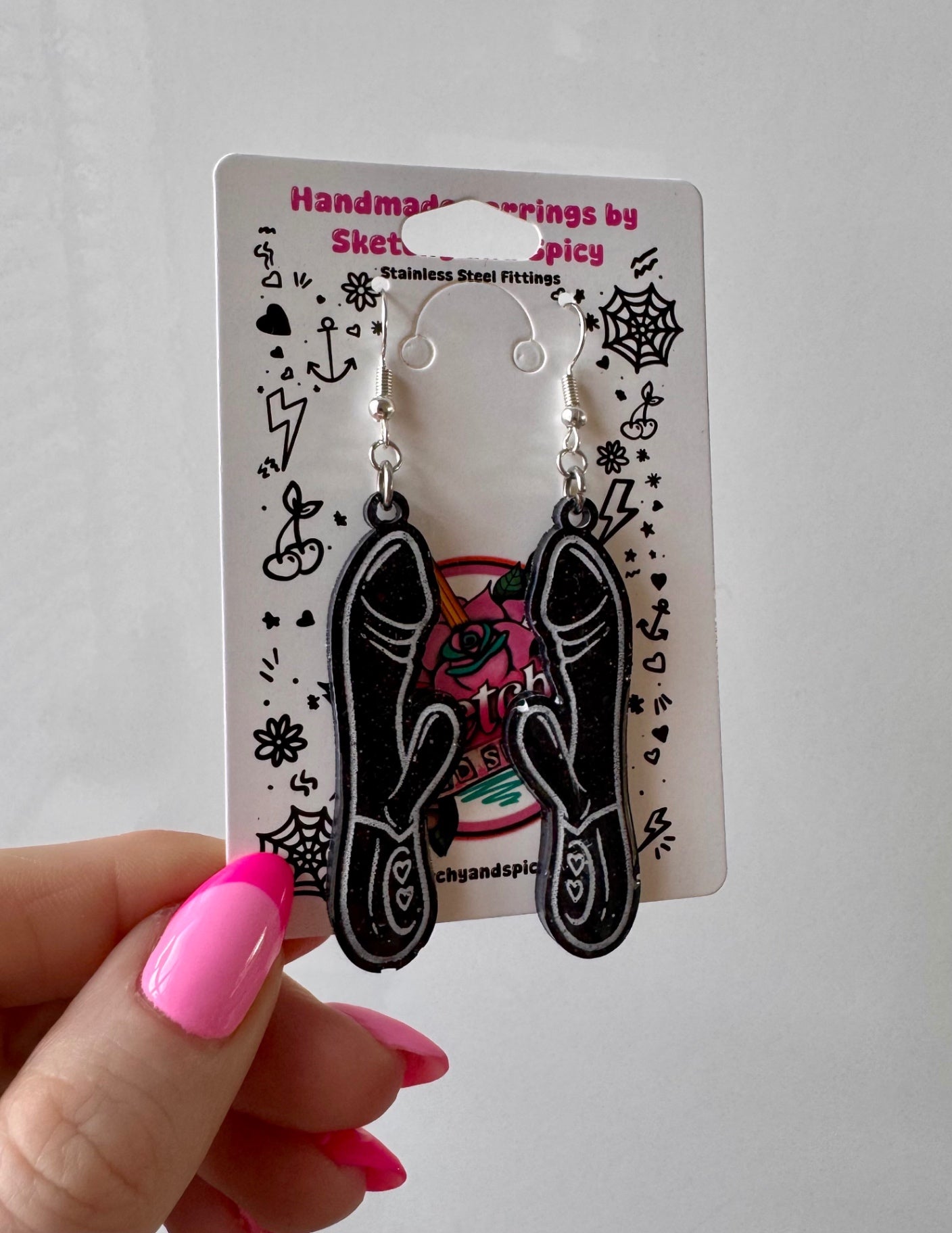 Black Glitter Rabbit Vibrator Earrings