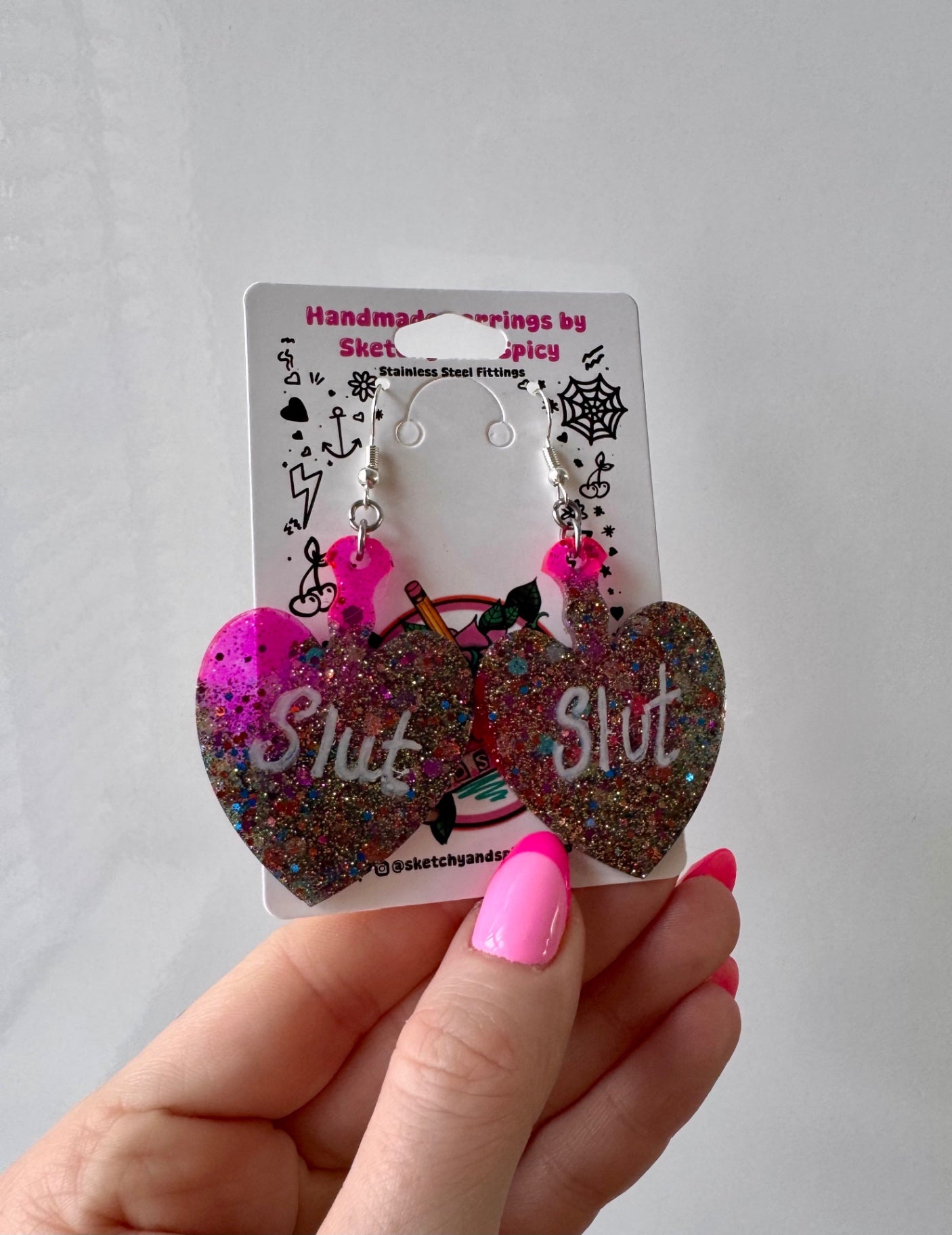 Multicoloured Glitter Slut Earrings
