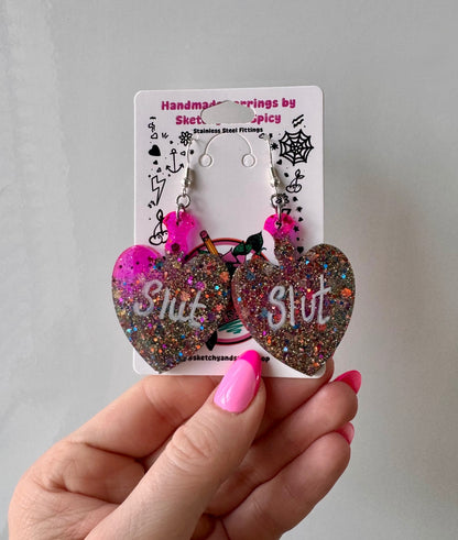 Multicoloured Glitter Slut Earrings