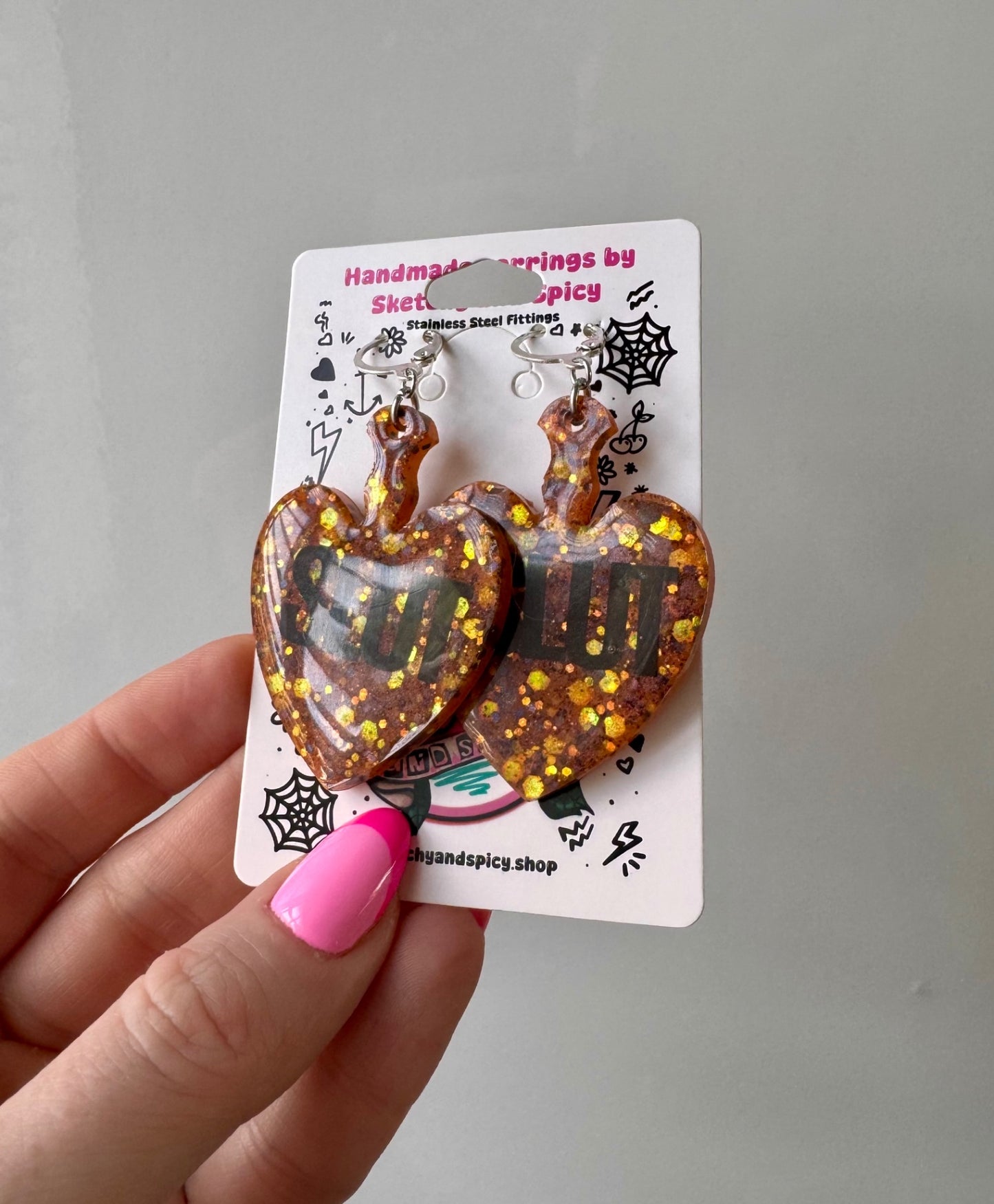 Tortoiseshell Glitter Slut Earrings