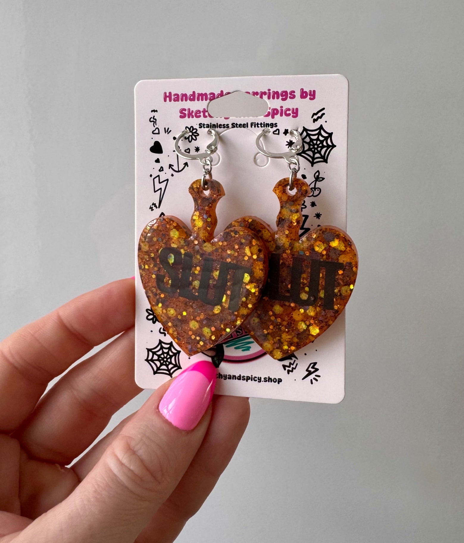 Tortoiseshell Glitter Slut Earrings