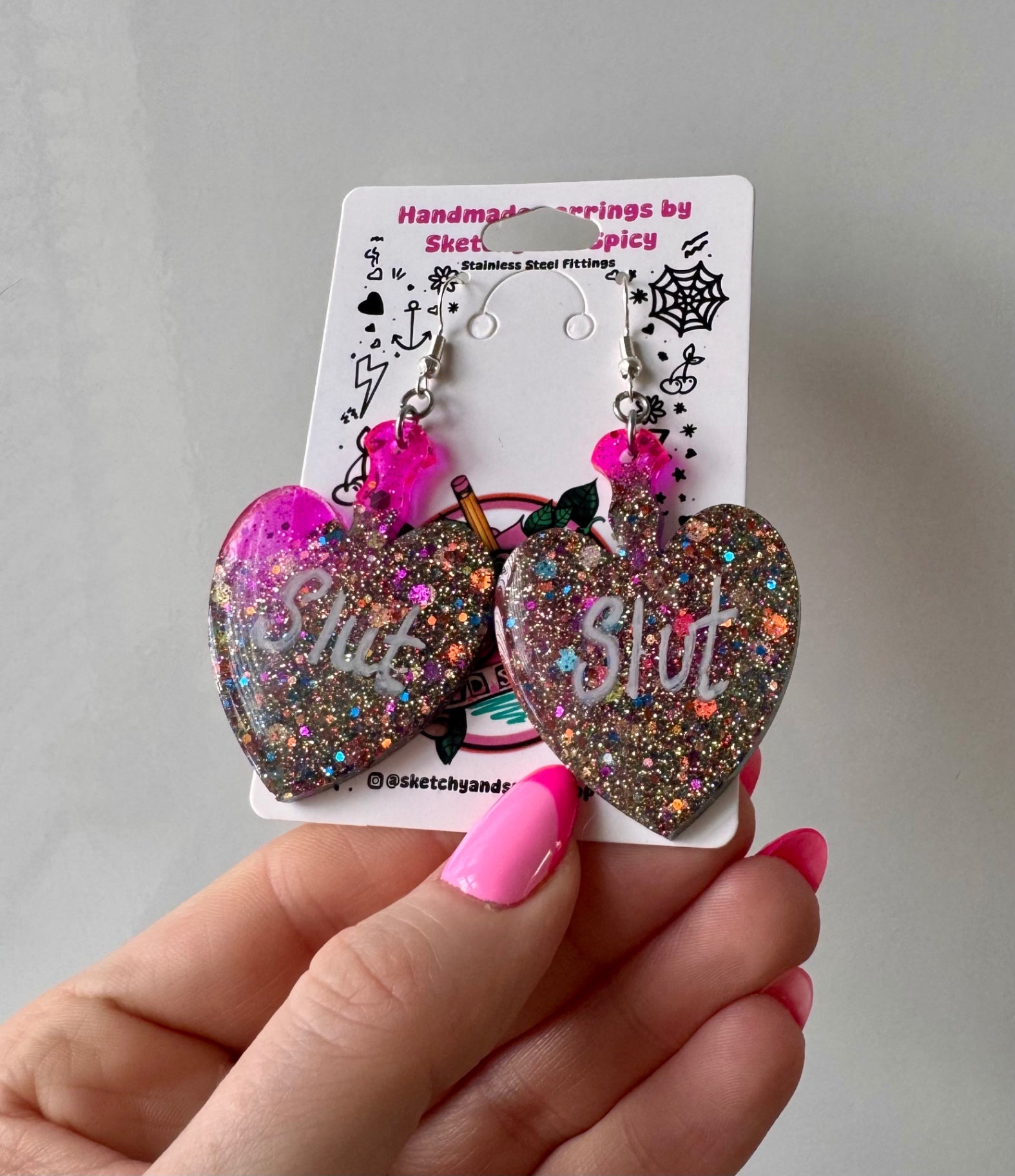 Multicoloured Glitter Slut Earrings