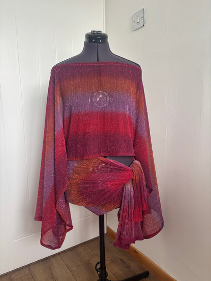 Pink poncho top & sarong skirt 