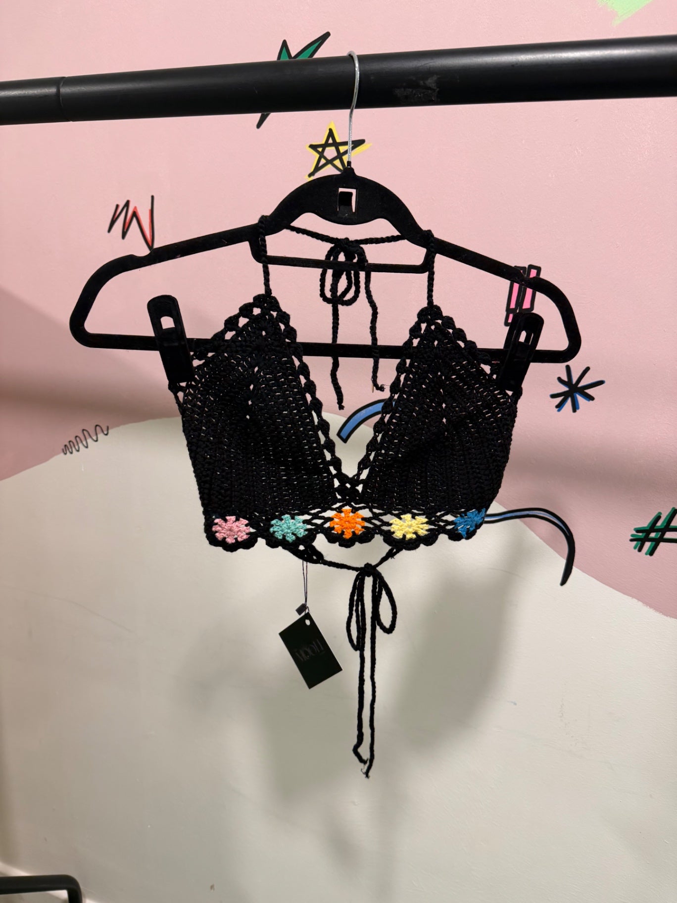 Black Crochet Bikini Top