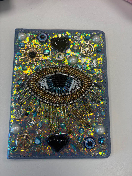 Evil eye beaded passport cover