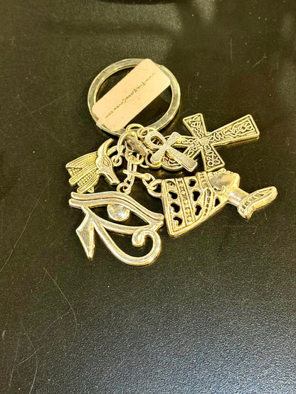 Silver Egyptian key Chain Bag Charm