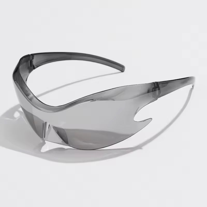 Flame Visor Sunglasses Silver