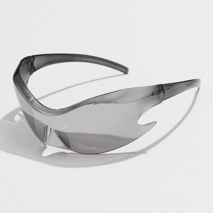 Flame Visor Sunglasses Silver