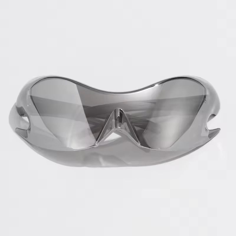 Flame Visor Sunglasses Silver