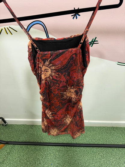 Burgundy Sun & Moon Dress
