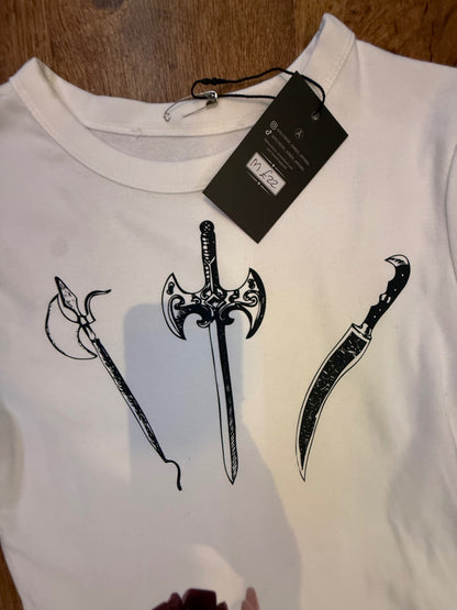 Mediaeval weaponry cropped  T-shirt size medium