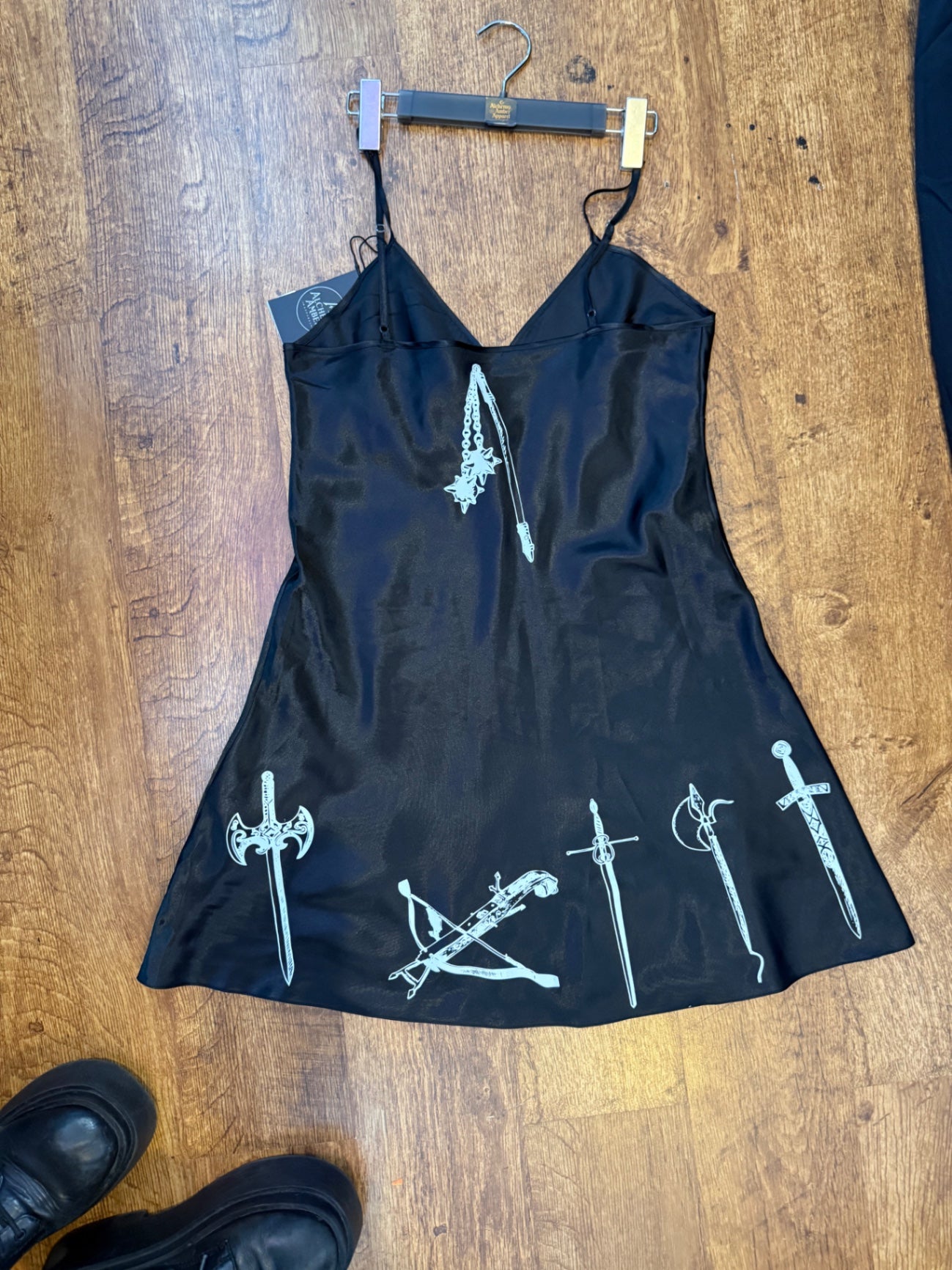 Reworked mediaeval weaponry satin slip dress s/m