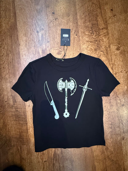 Mediaeval weaponry crop T-shirt size extra small