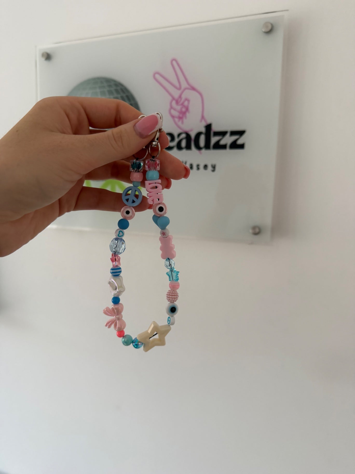 Bag charm - pink/blue