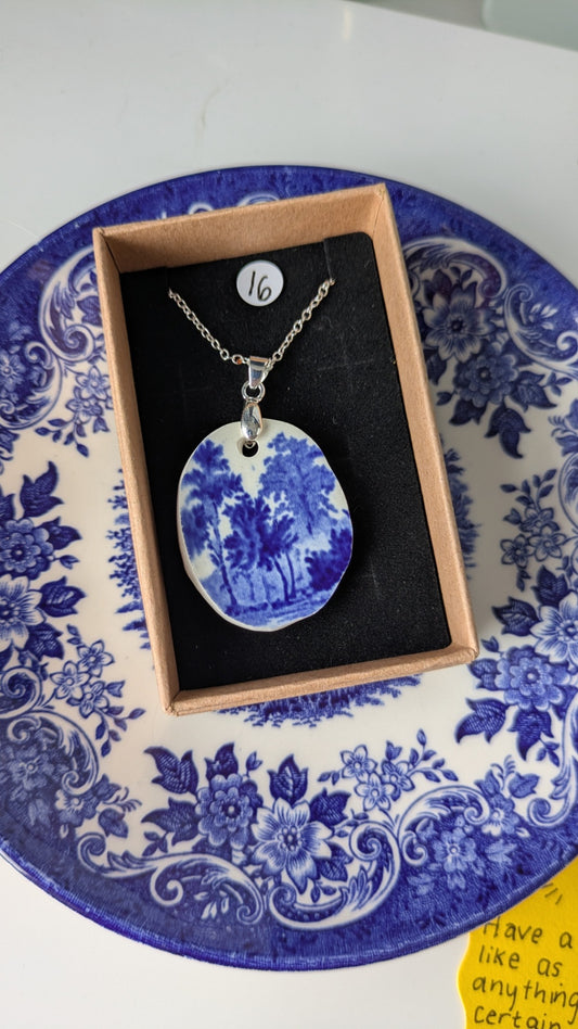 Trees Necklace| Made from Vintage Plates