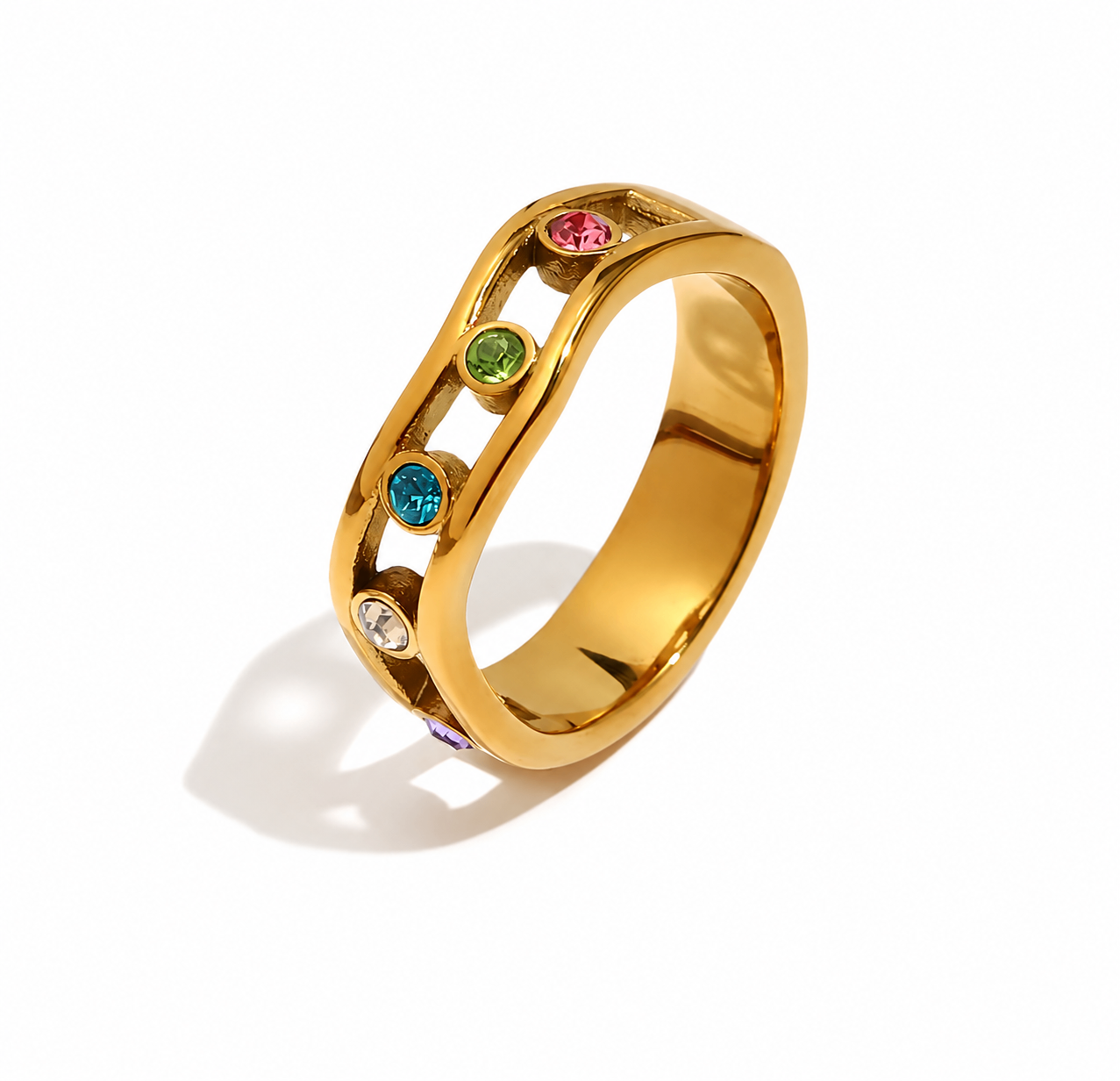 Prism Halo Ring Silver CZ Crystal S8