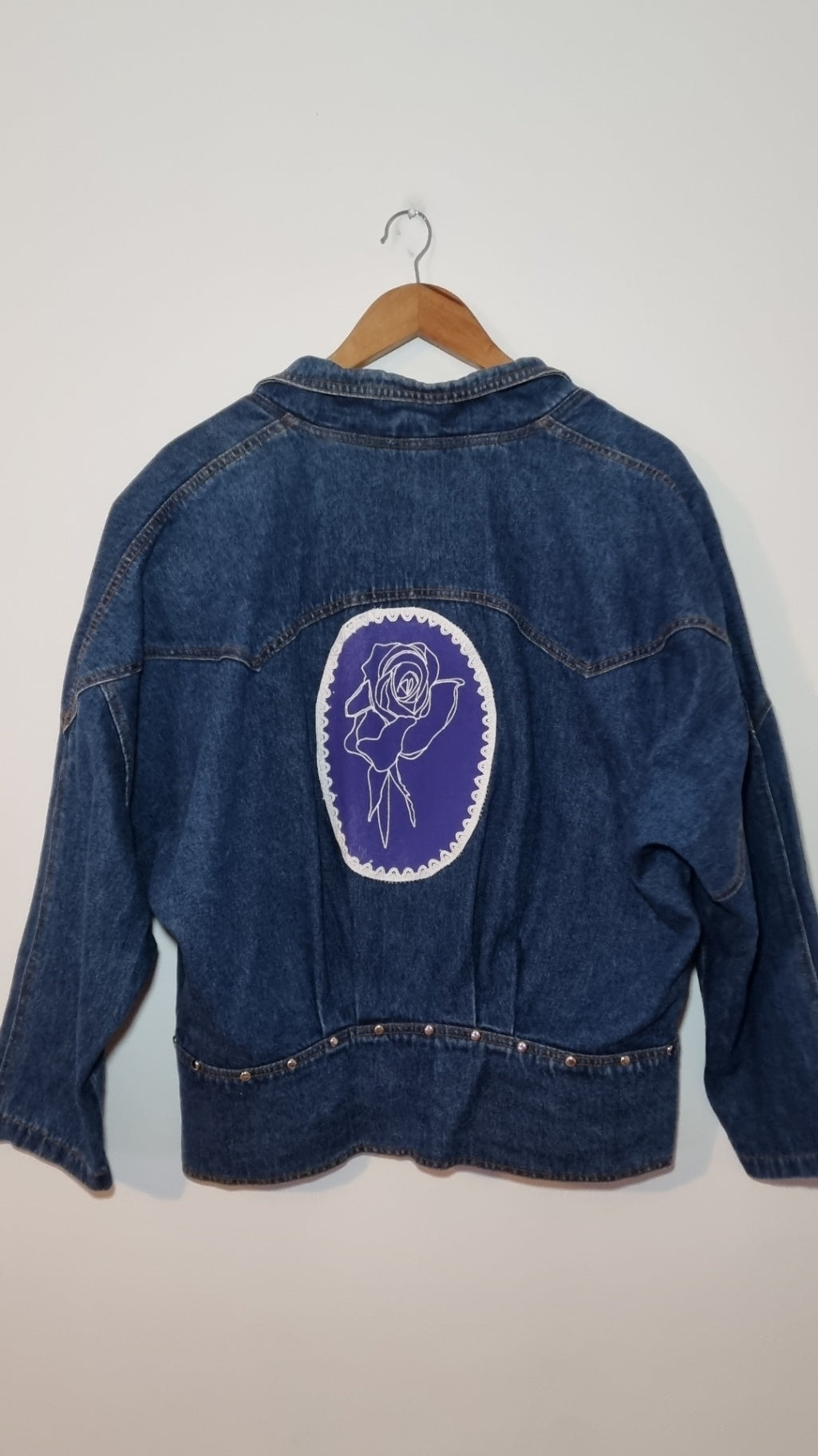 80's Style Printed Floral Denim Jacket 