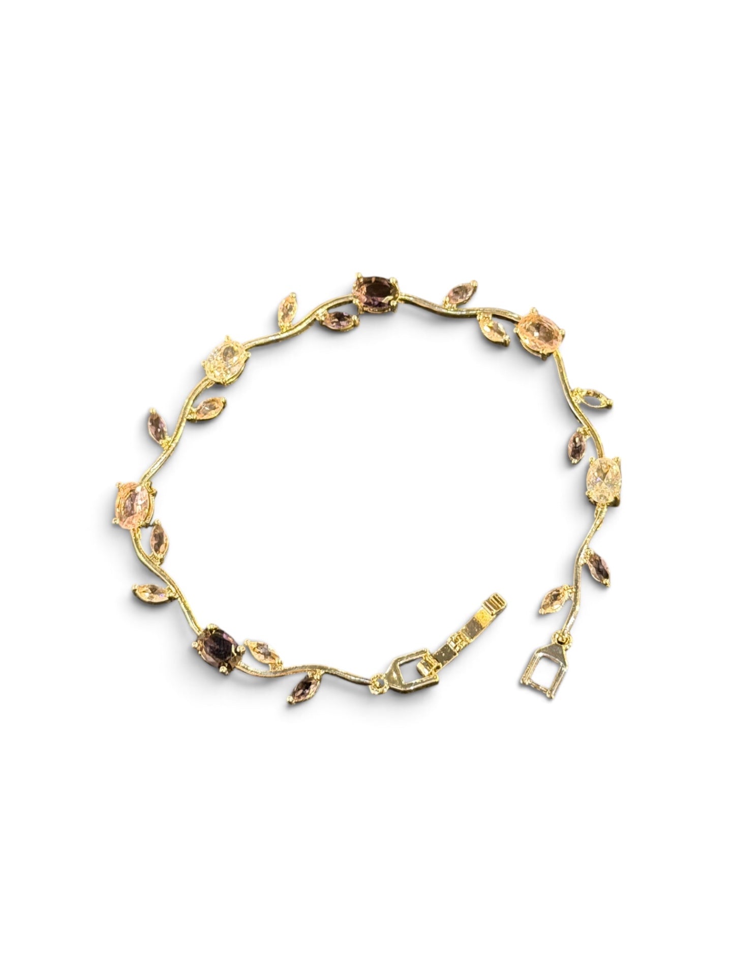 Silver Crystal Leaf Bracelet