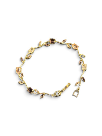 Silver Crystal Leaf Bracelet