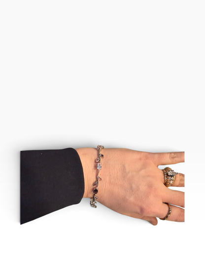 Silver Crystal Leaf Bracelet