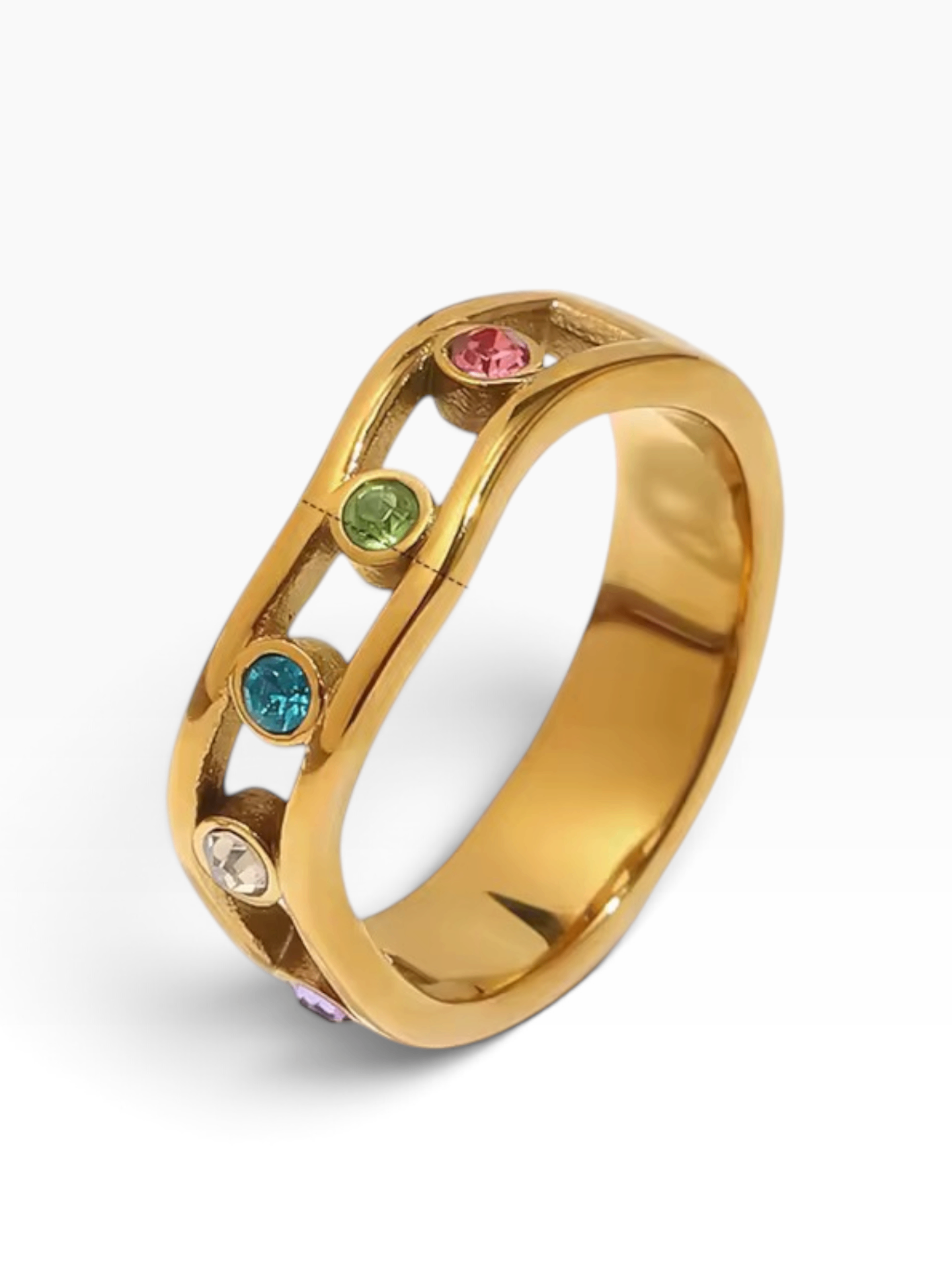 Prism Halo Ring Silver CZ Crystal S8