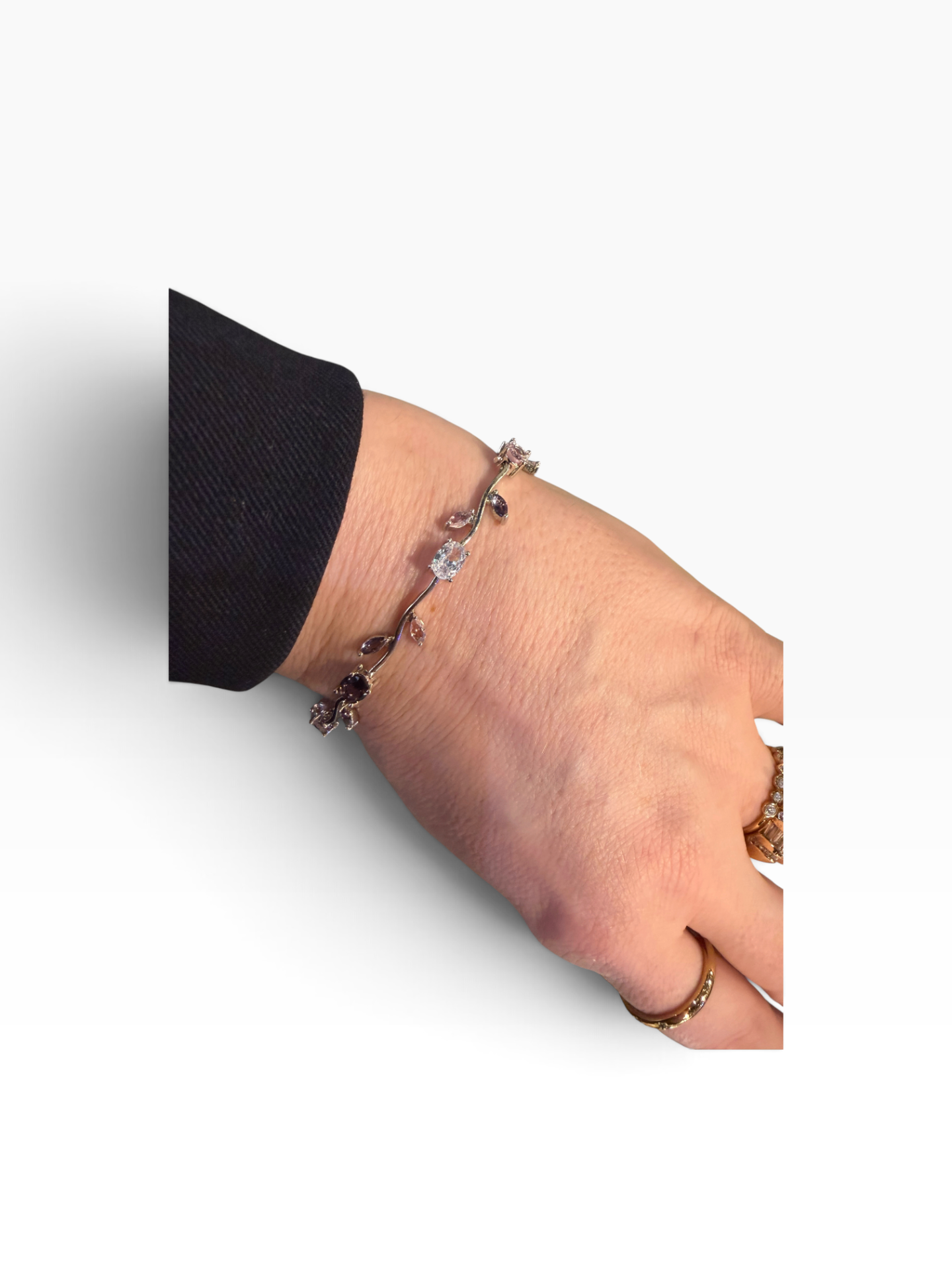 Silver Crystal Leaf Bracelet