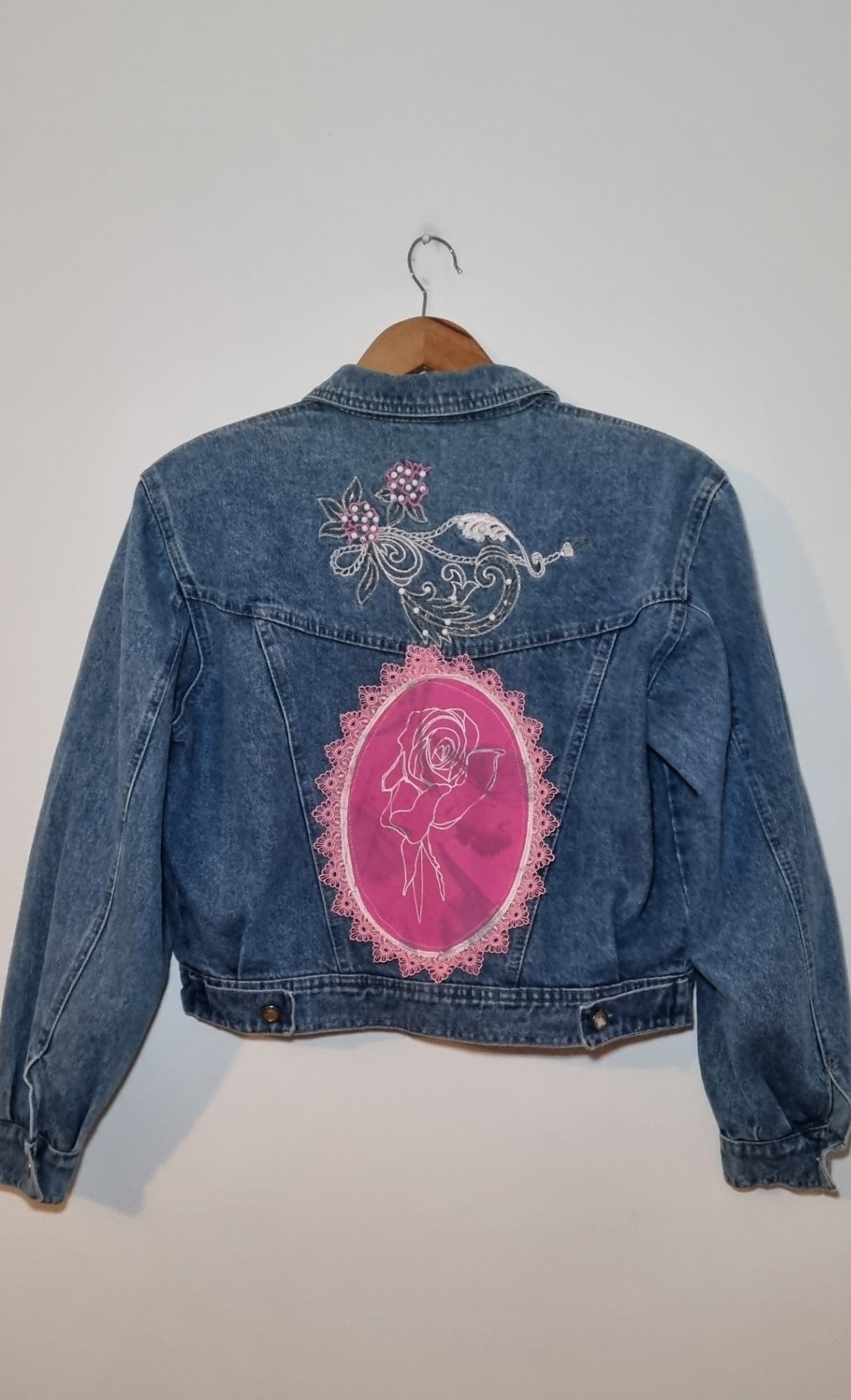 Floral Screen Printed Denim Jacket 