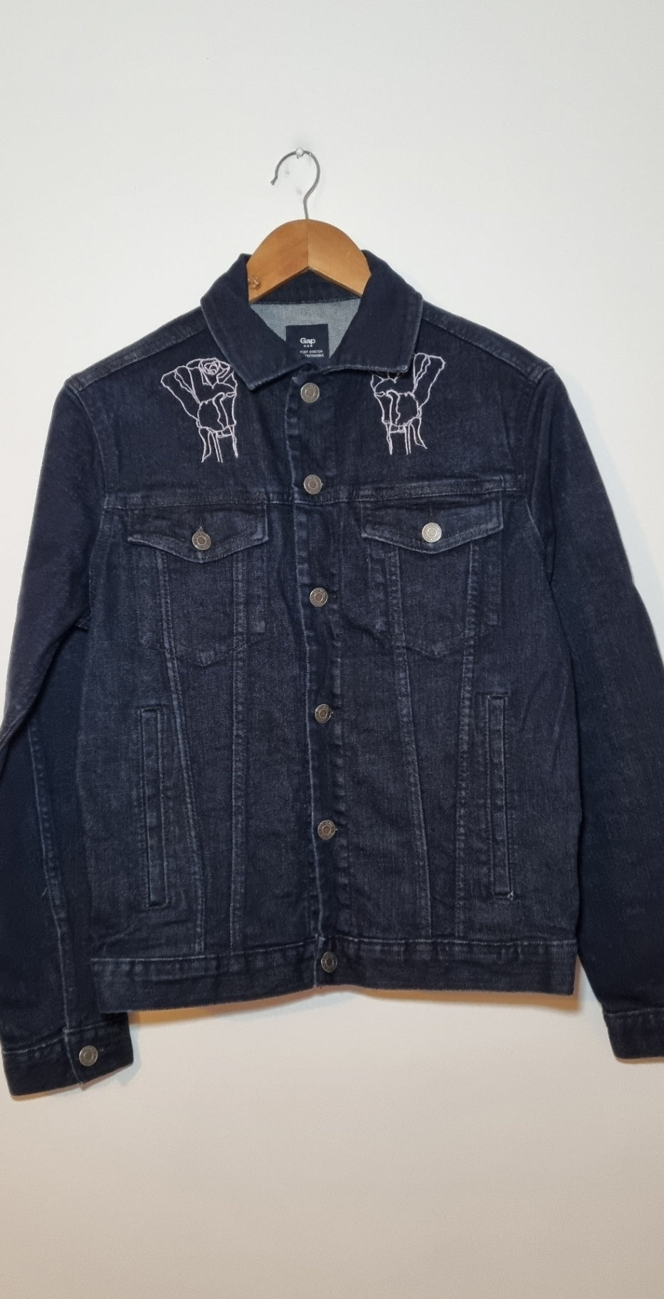 Gap Dark Denim Embroidered Jacket