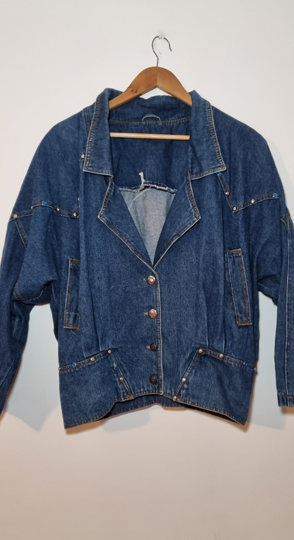80's Style Printed Floral Denim Jacket 