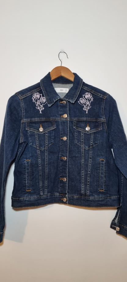 Mango Floral Embroidered Denim Jacket 