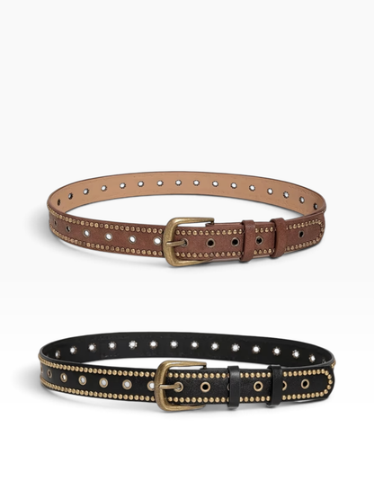 Brown Buckle Studed Belt