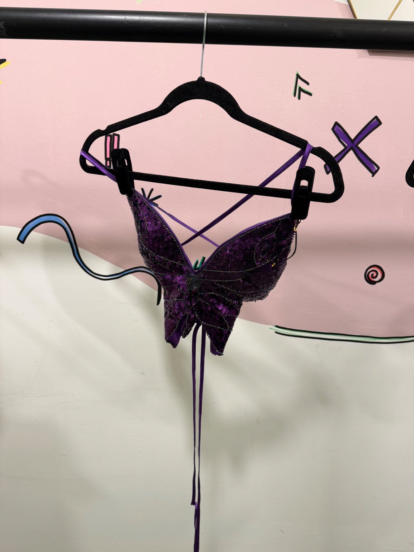 Purple Butterfly Sequin Top