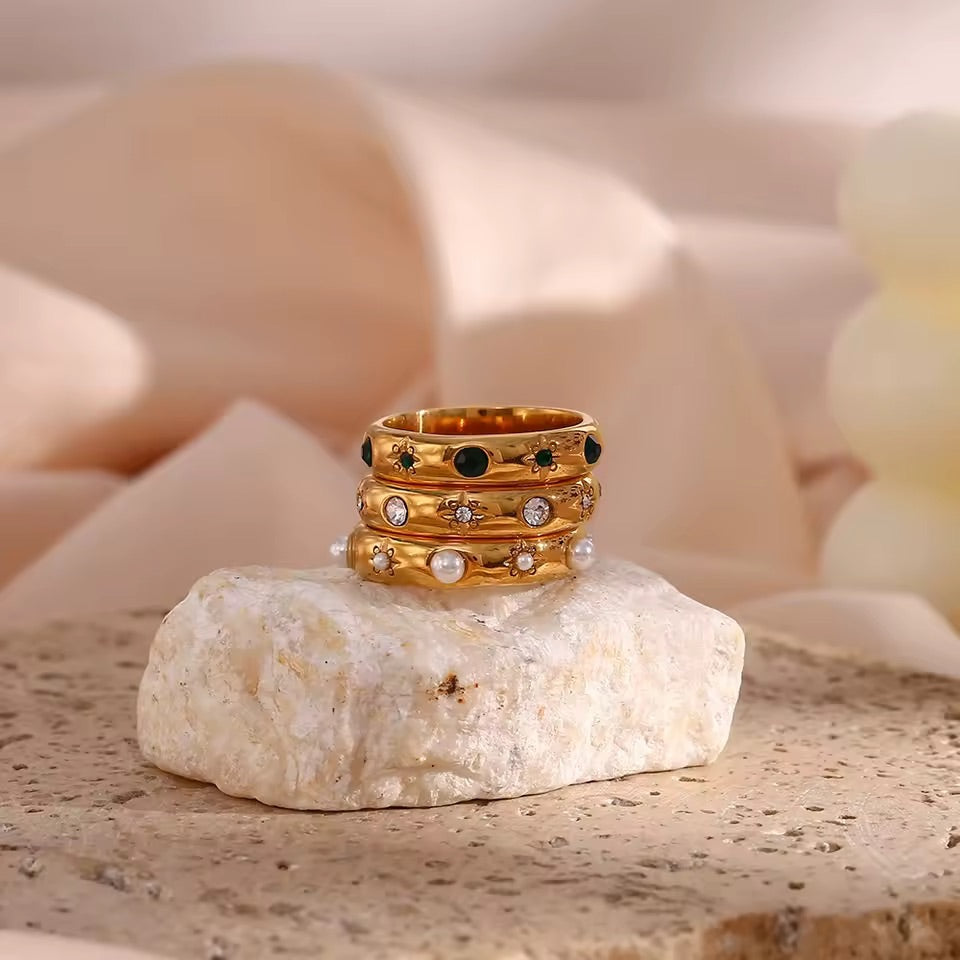 Constellation Pearl Gold Ring Size 7