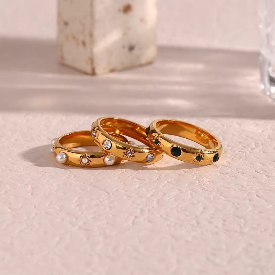 Constellation Pearl Gold Ring Size 8