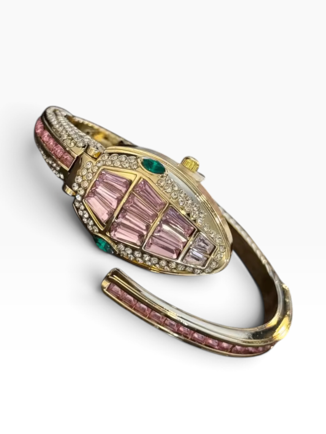 Gold Snake Watch Pink Crystal