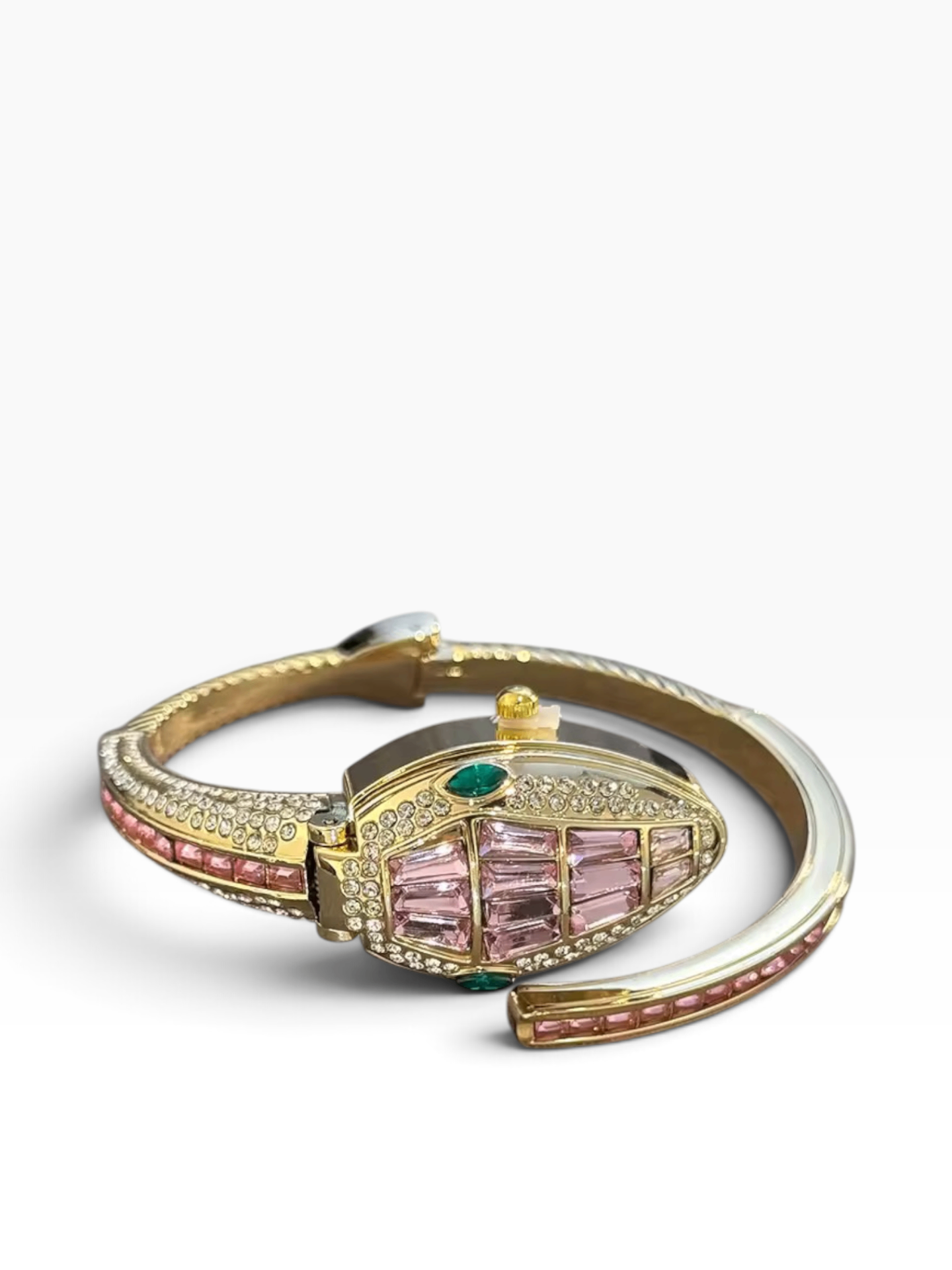 Gold Snake Watch Pink Crystal