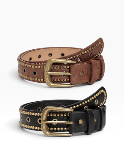 Black Buckle Studed Belt