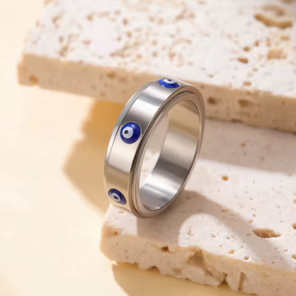 Guardian Eye Spinner Silver Ring Size 10