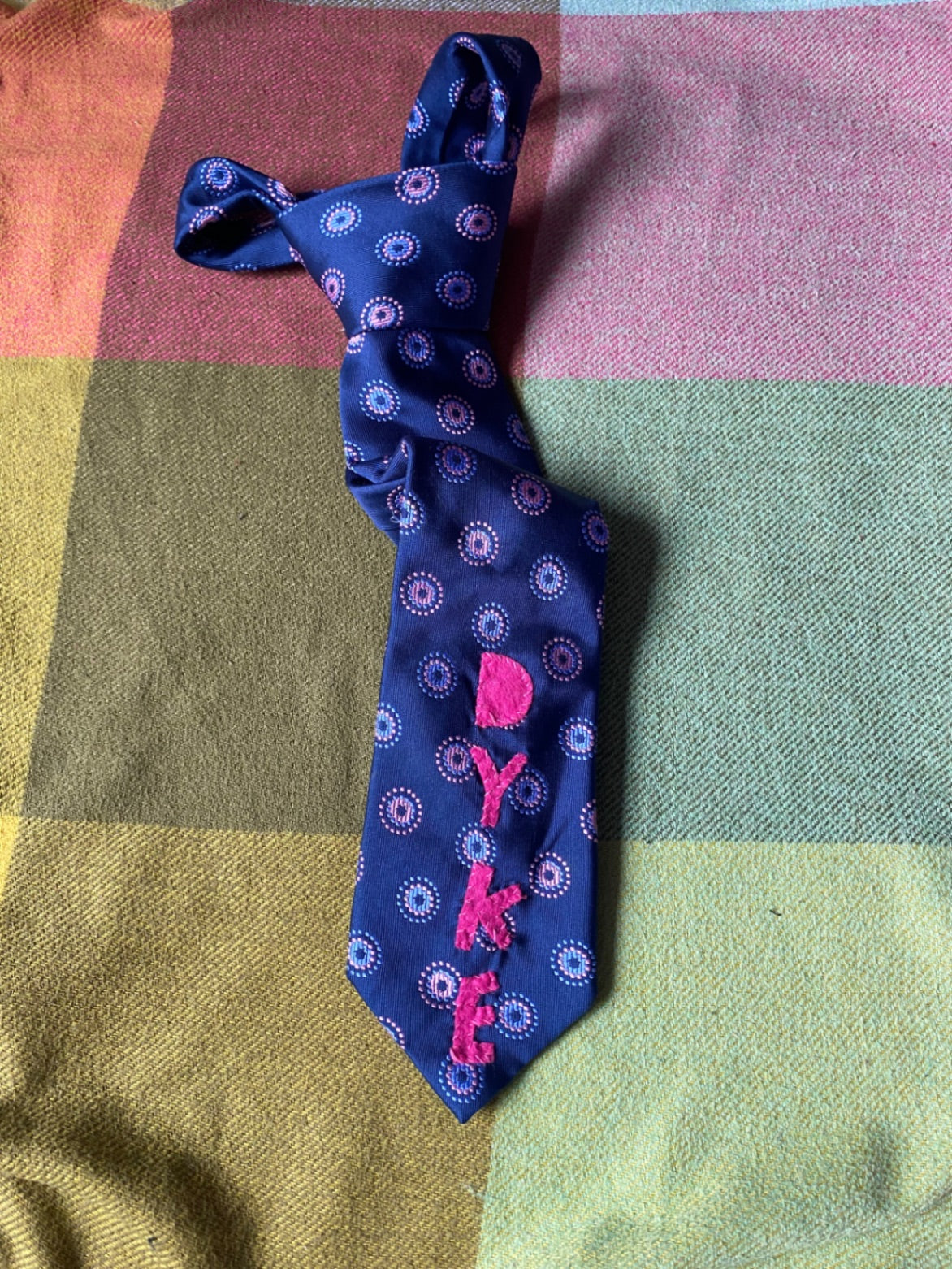 PINK AND BLUE DYKE Up-cycled tie